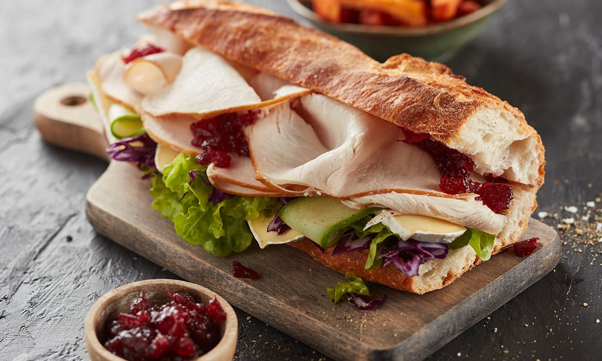 Ingham’s Turkey & Brie Baguette with Cranberry Sauce