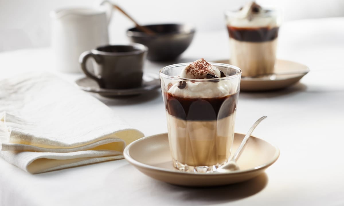 Caffé Latte Panna Cotta with Espresso Jelly