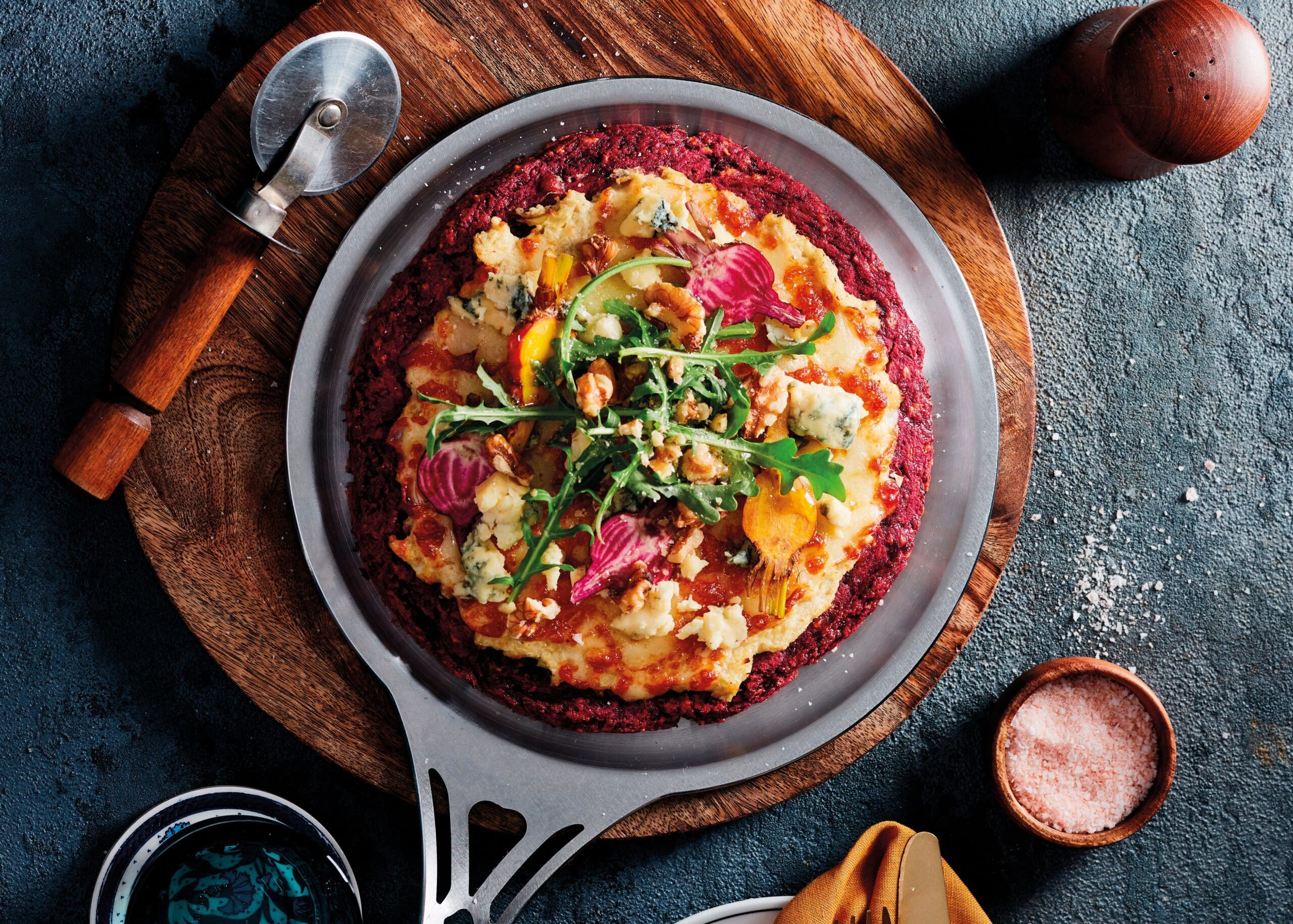 Beetroot, Blue Cheese And Walnut Pizza