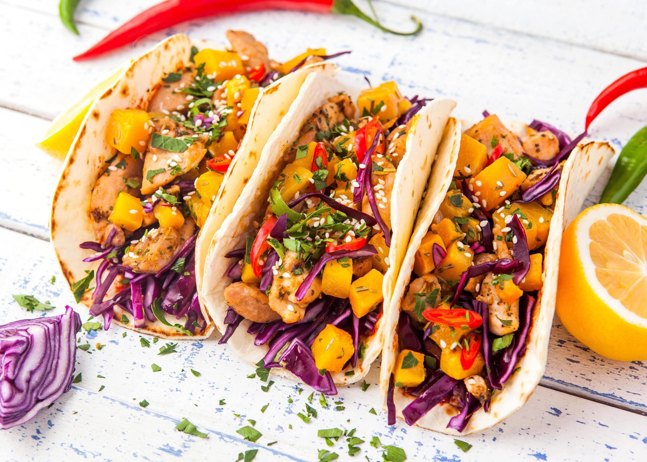 Vegan Spiced Pumpkin And Slaw Tacos