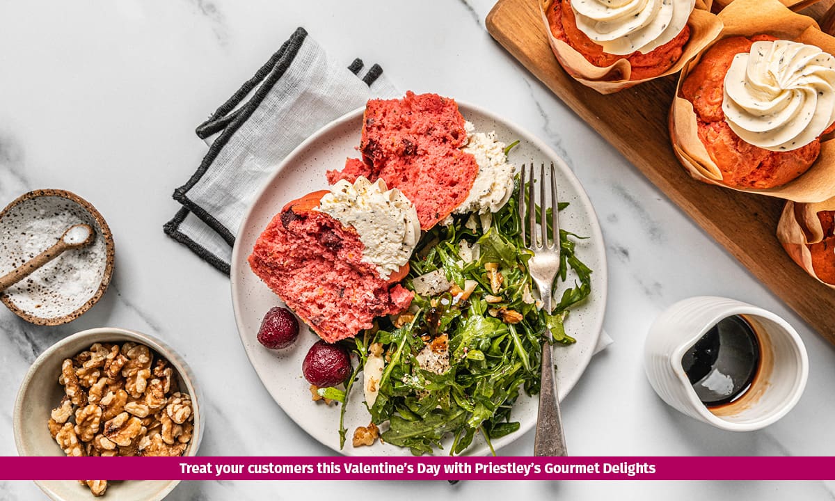 Beetroot & Whipped Feta Muffin with a side salad